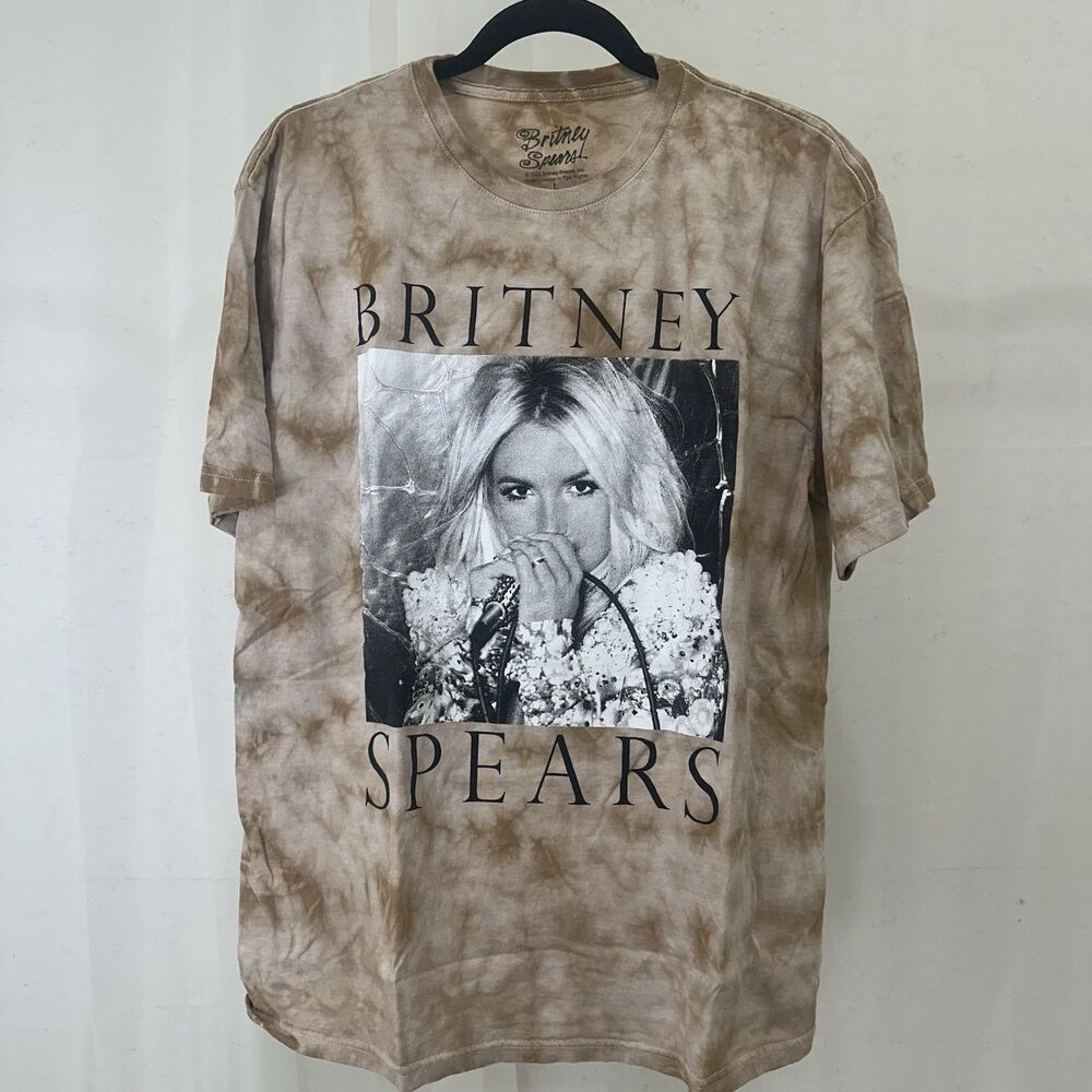 Britney Spears Tan Tie Dye Graphic T-Shirt Unisex L
